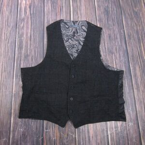 Madison Suit Vest Mens XL Black Check Wool Polyester 3 Piece 5-Button Formal